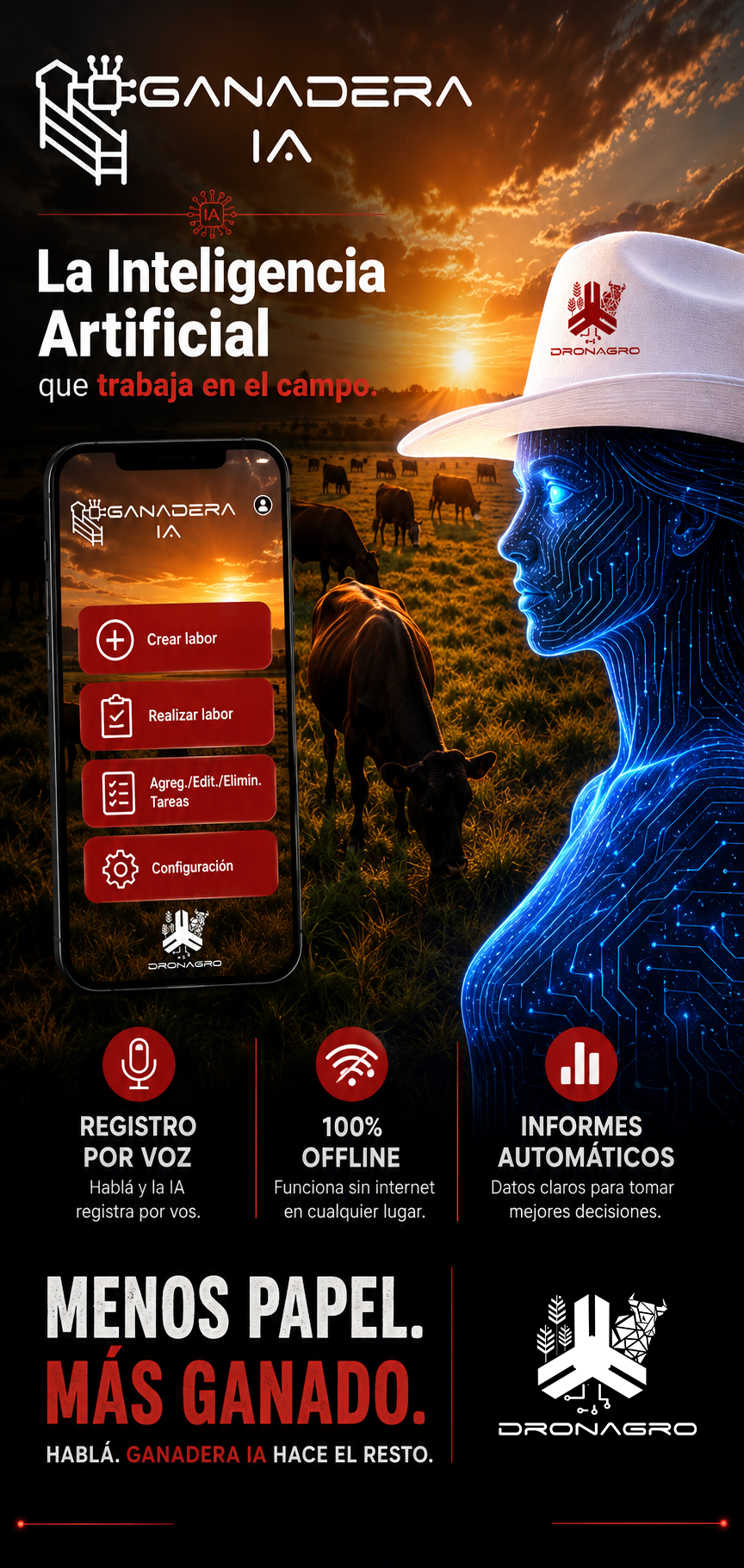 Dispositivo Ganadera IA en manga DronAgro